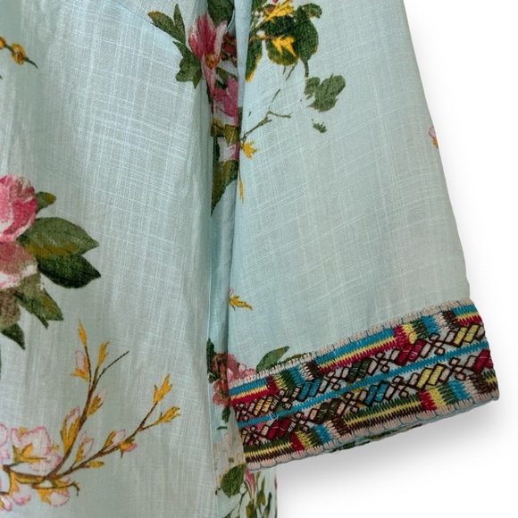 Soft Surroundings Merielle Floral and Birds Print Embroidered Tunic - Picture 7 of 11